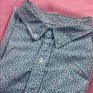 Sailor print short sleeve dress shirt.